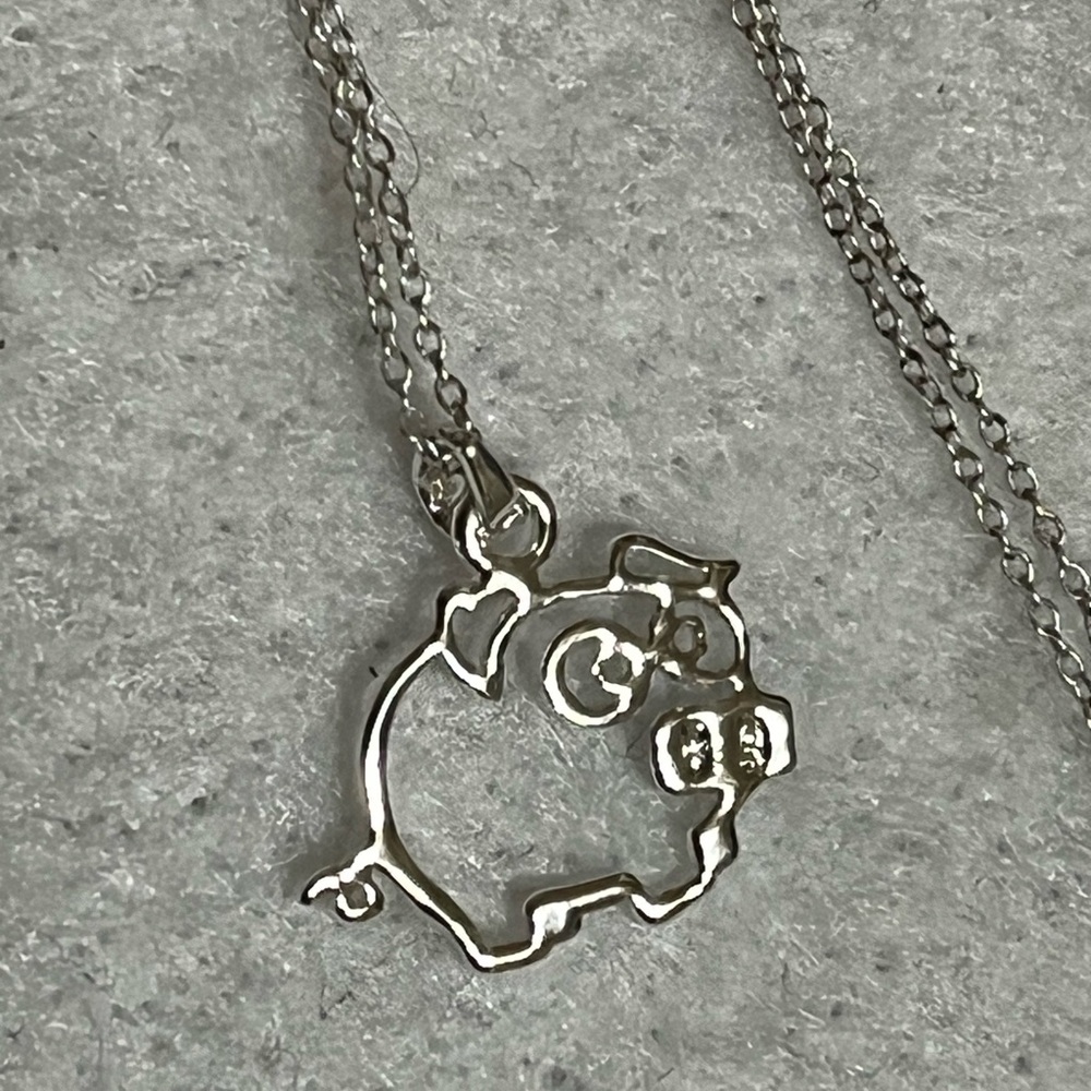Sterling Piggy Line Drawing Necklace